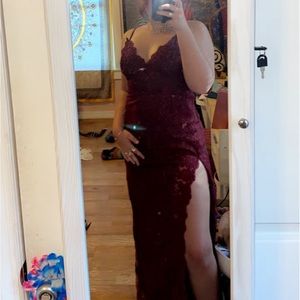 Beautiful red lacey dress. Perfect for any occasion :)